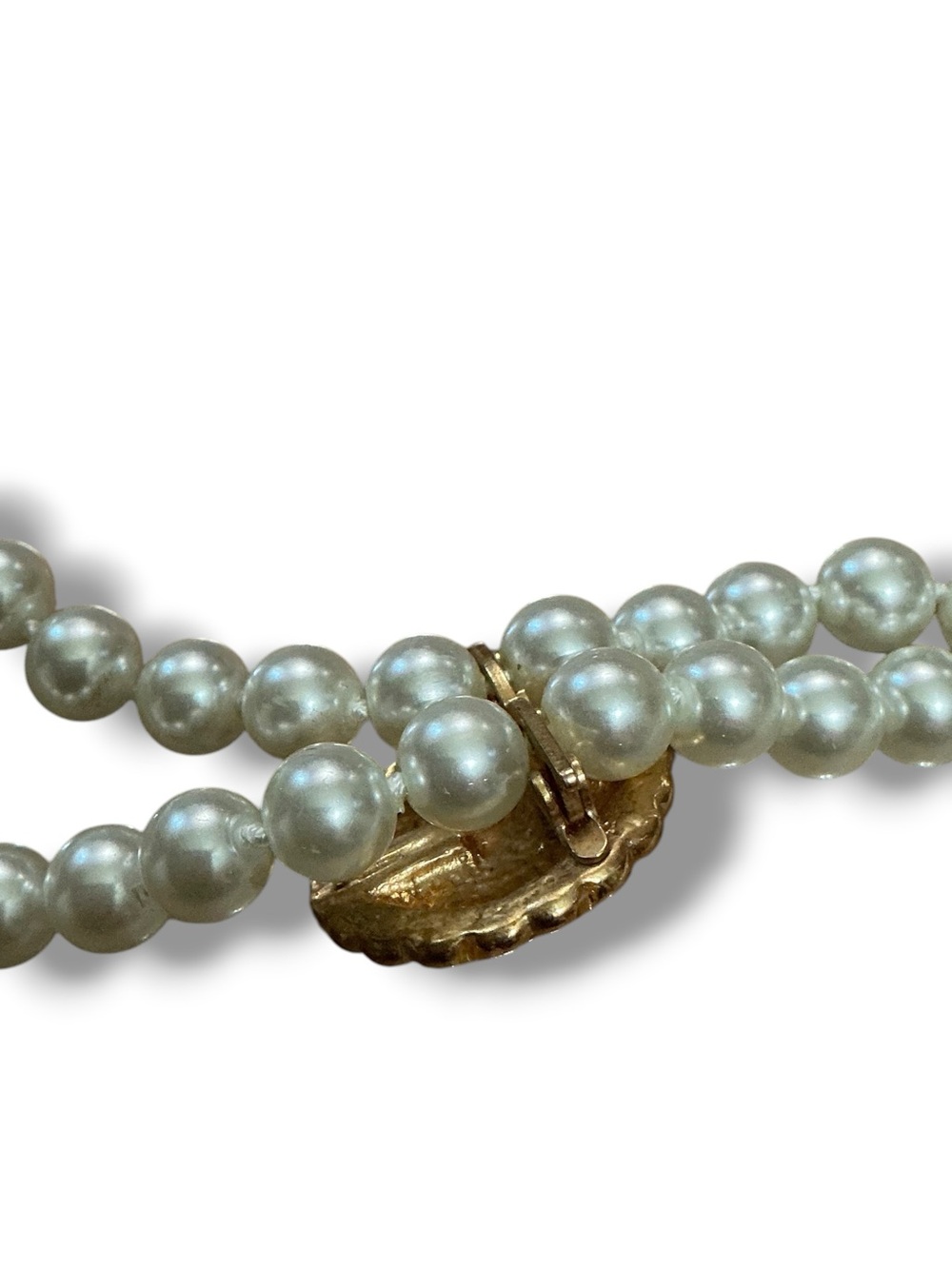 Classic Pearl Lariat Necklace with Gold-Tone Rhinestone Accent Enhancer Pendant - Picture 9 of 10